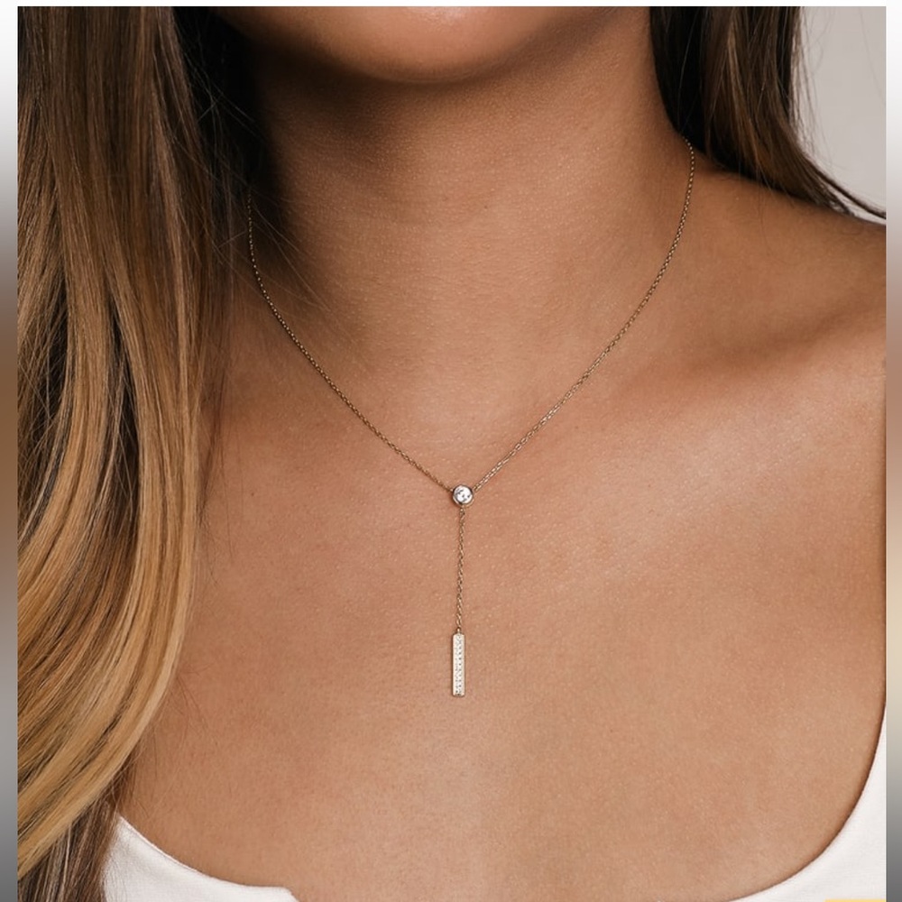Lulus Unforgettable Gold Rhinestone Drop Necklace